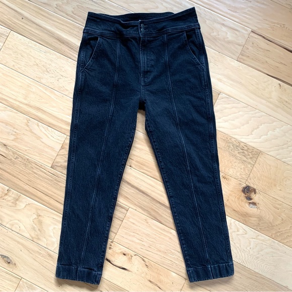 Madewell Perfect Vtg Jean Tuxedo High Rise Ankle Crop Black Seamed Jeans Size 30 - Picture 2 of 9